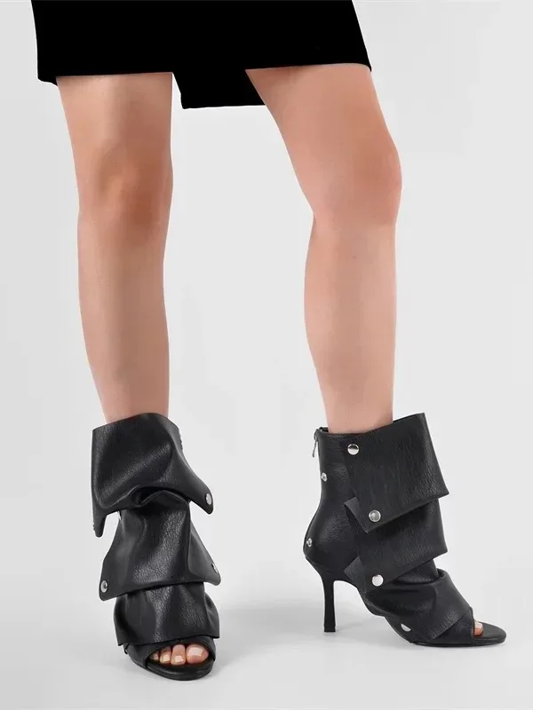 

Новые женские ботильоны на шпильке с молнией сзади, средней длины, с открытым носком, для весны/лета