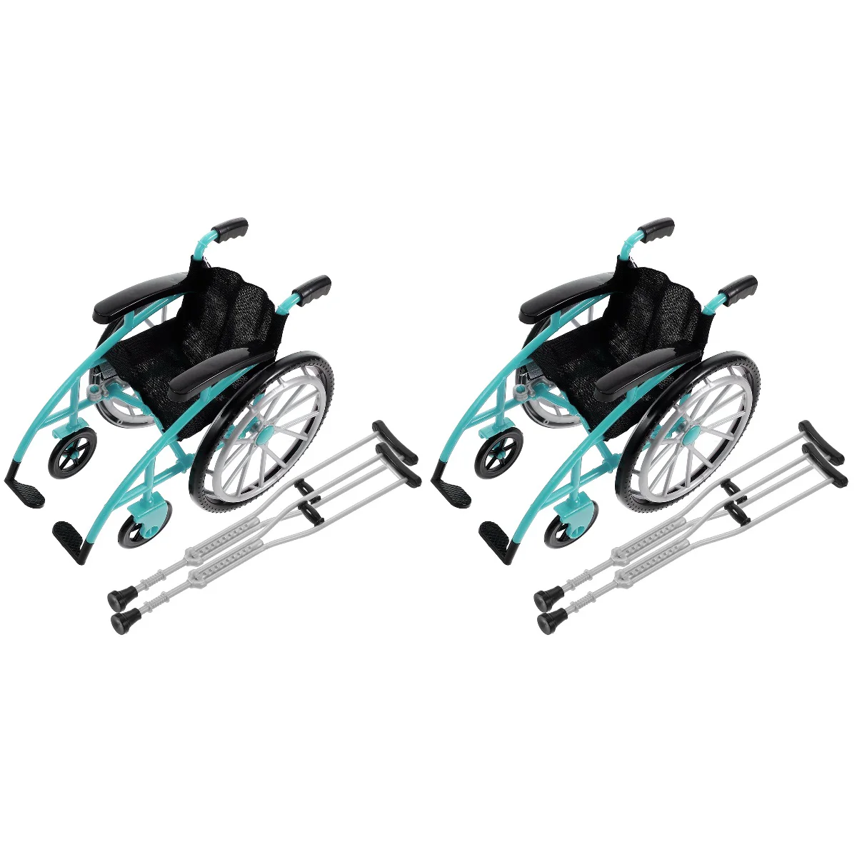 2 Sets of Simulation Wheelchair Miniature Wheelchair Model House Crutch Set Miniature Chair House Miniature Model