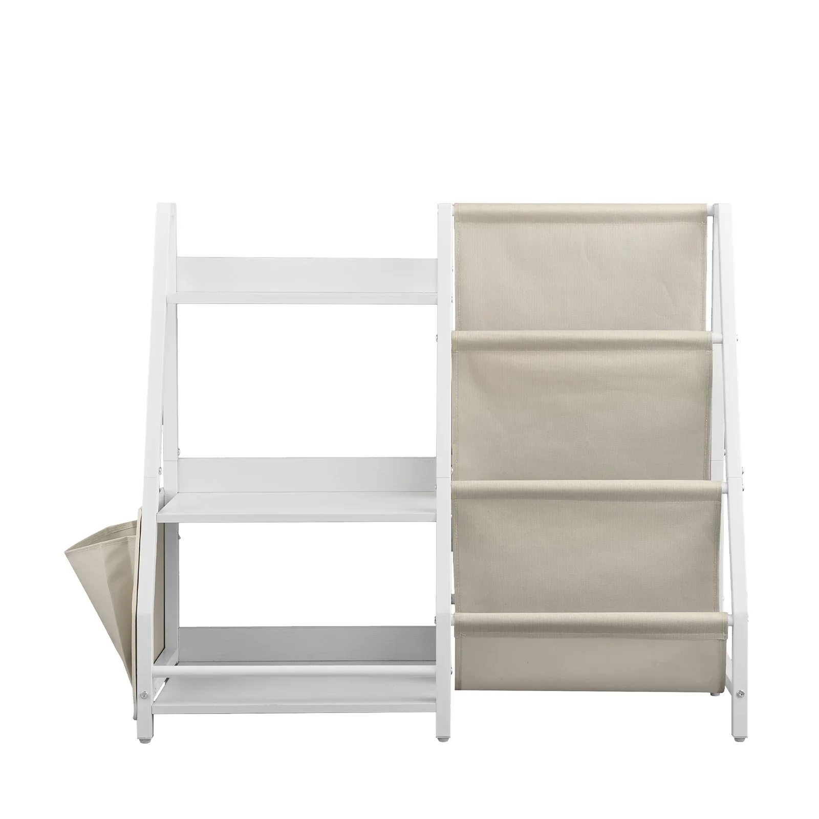 

3-Tier Children's Bookshelf with Toy Organizer, Sling Book Rack, and Storage Bag, Ideal for Kids' Rooms, Playrooms, Kindergarten