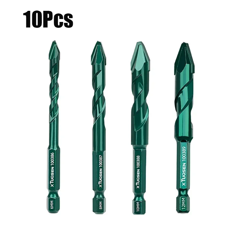 

10Pcs Triangle Drill Bit Set High Hardness Eccentric Drill Precision Drilling Tools Masonry Concrete Ceramic Spiral Drill Bit