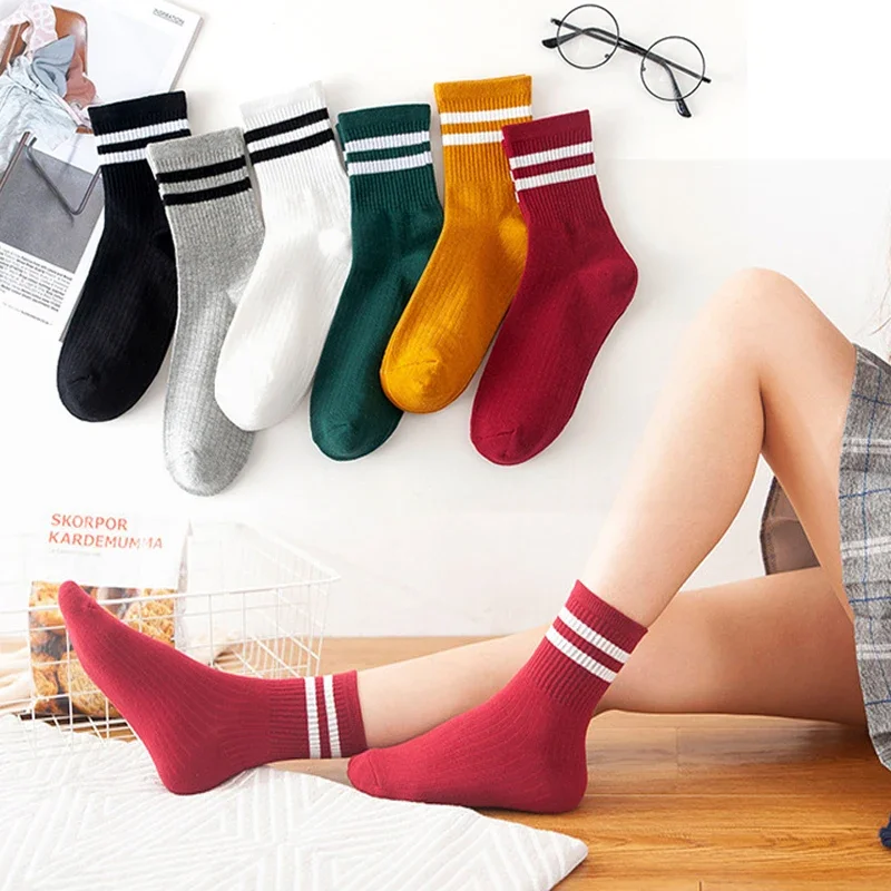 1 Pair Fashion Ankle Striped Cotton Blend Women Girls Sport Casual Sock Hosiery Soft Short Socks Street Style