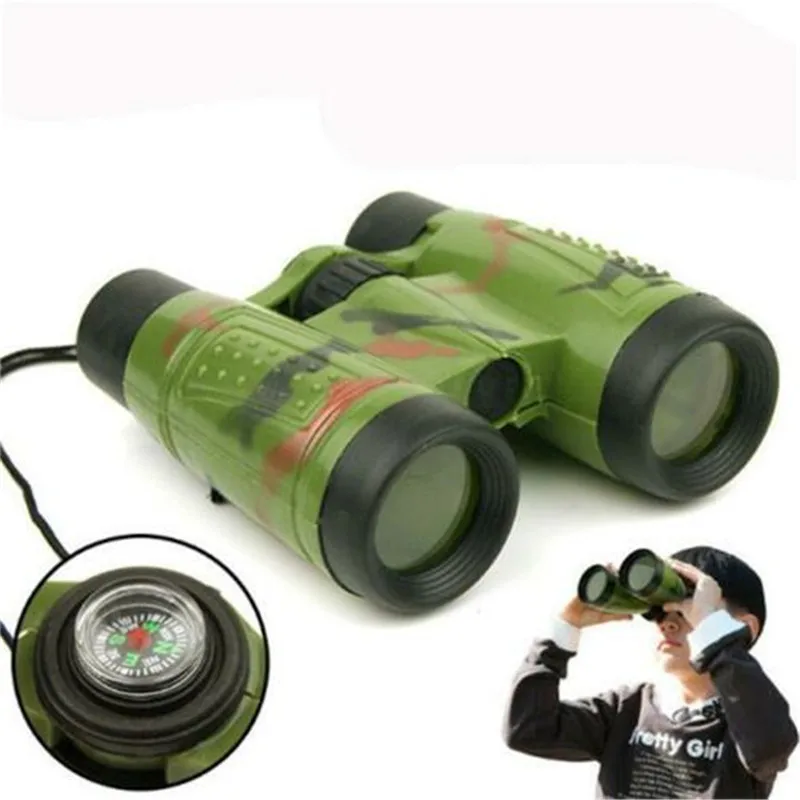 Children Outdoor Binoculars Training Equipment Models Early Education Parent-child Interactive Puzzle Toys With Lanyard Compass