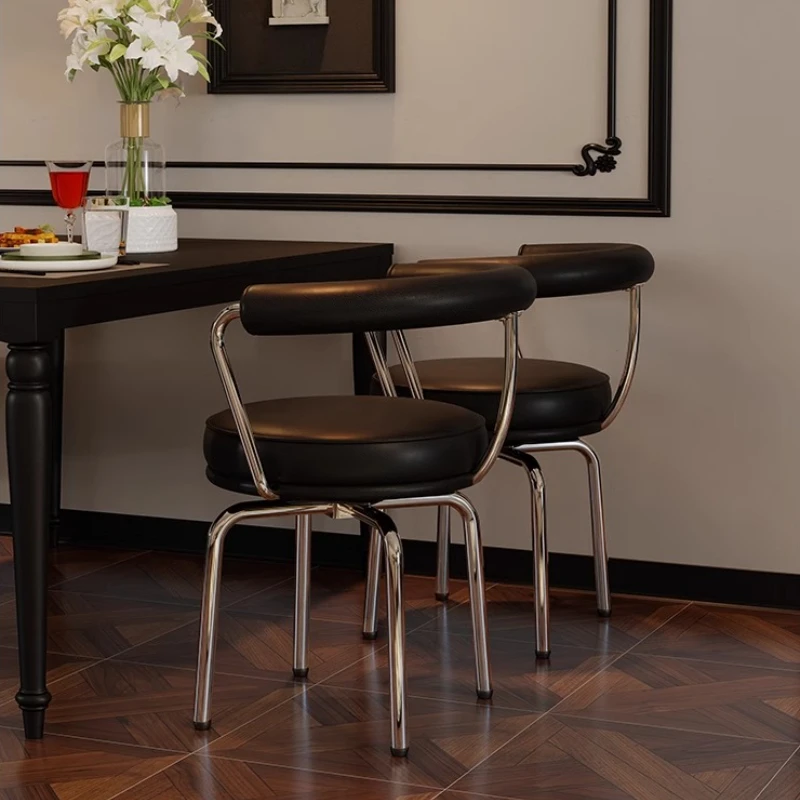 

Bauhaus Style Dining Chairs Minimalist Backrest Swivel Seat High Elasticity Sponge Bar Chair Modern Restaurant Furniture