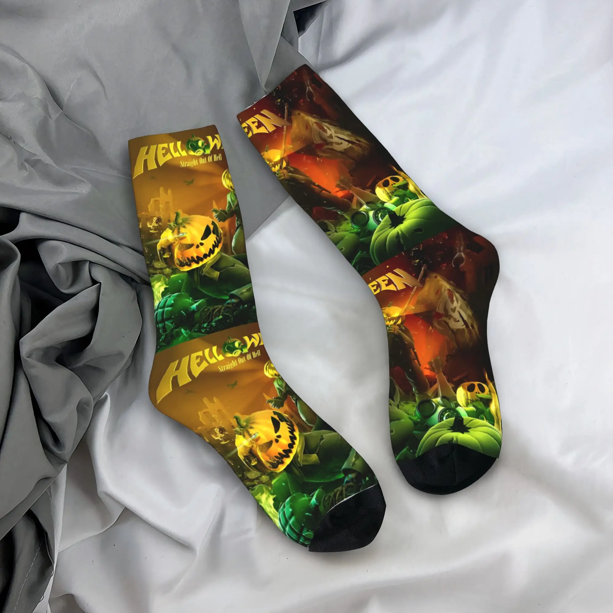 مخصص متعة طباعة الألمانية الثقيلة المعادن الفرقة H-Helloweenes الجوارب للرجال النساء تمتد الصيف الخريف الشتاء روك طاقم الجوارب