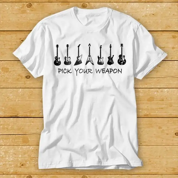 Pick Your Weapon Guitar T Shirt Funny Parody Music Lover Top 2196