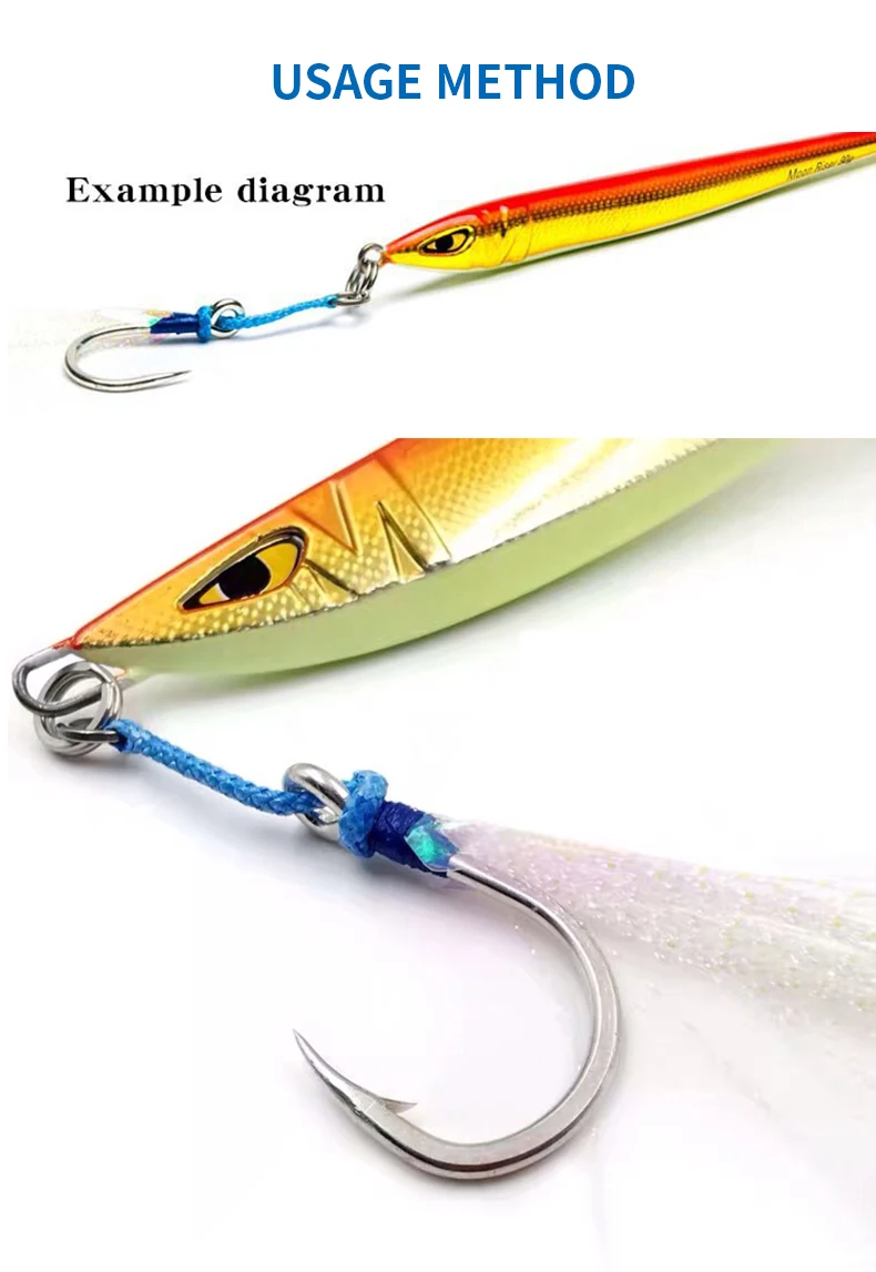 ZYZHE 2~3 Stück/Beutel JIG Assist Hook 1/0 # -11/0 # Hochfeste Jigging-Angelhaken Federhaken Salzwasser-Angelhaken Angelzubehör – Detail 7
