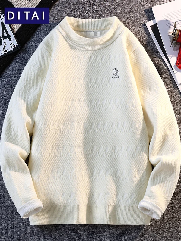 

Мужской вязаный свитер, осенне-зимняя теплая повседневная футболка с вышивкой букв, внутренняя одежда для юниоров и высоких школьников...