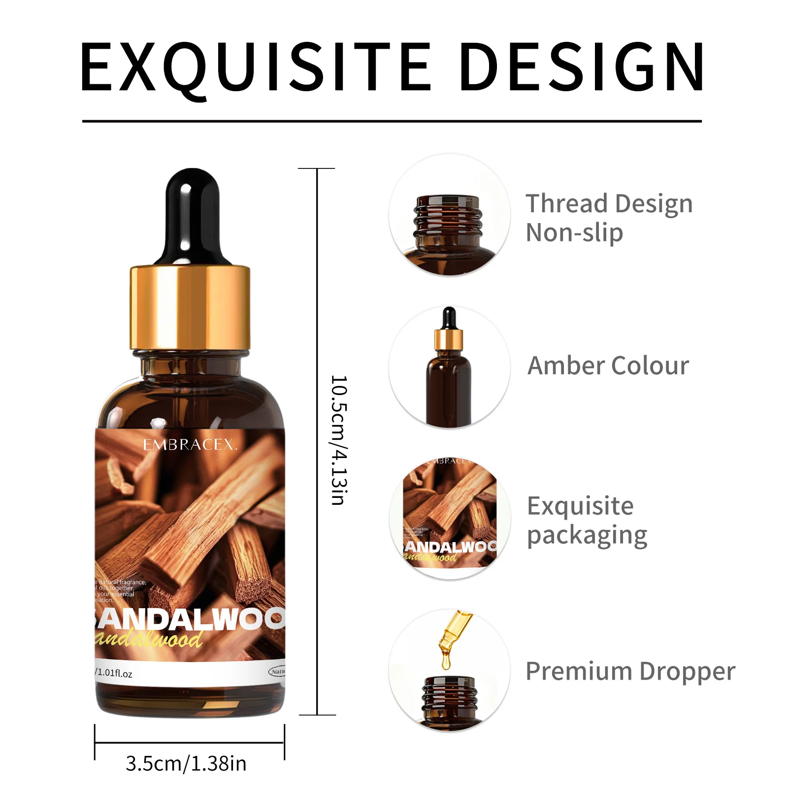 30ml Sandalwood Natural Plant Essential Oil Car Air Freshener Diffusers Warm Scent, Candle Making Long Lasting Scent Gifts