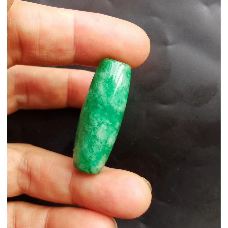 

35mm large Barrel smooth green Jade stone pendant,jewelry link,Dread Accessorie UK