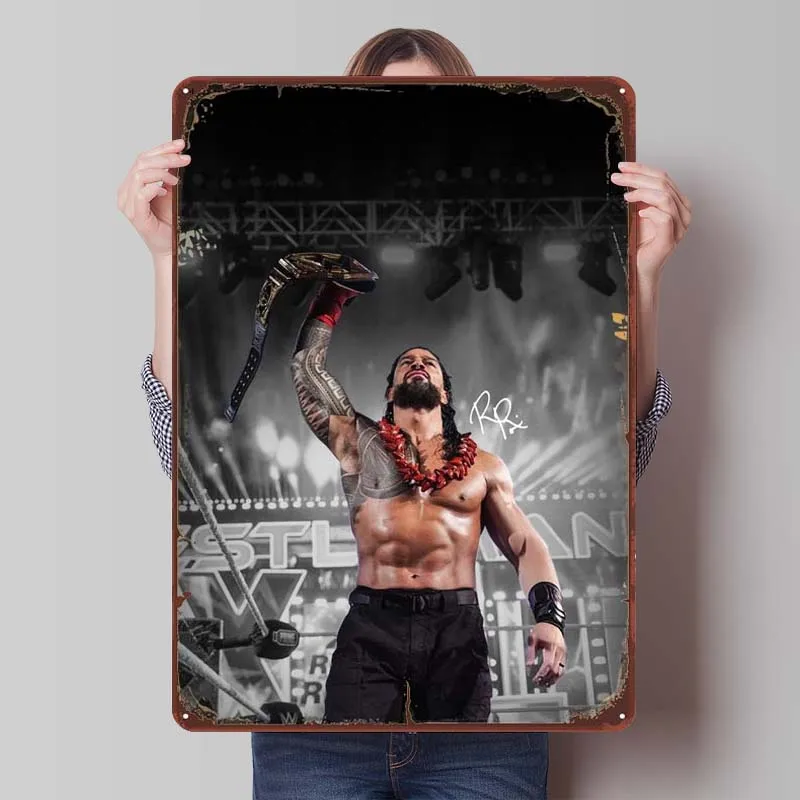 Roman Reigns Tinplate Sign Sports Poster Decoration Home Decorations Custom Metal Signs for Wall Art Decoration Room Ornaments