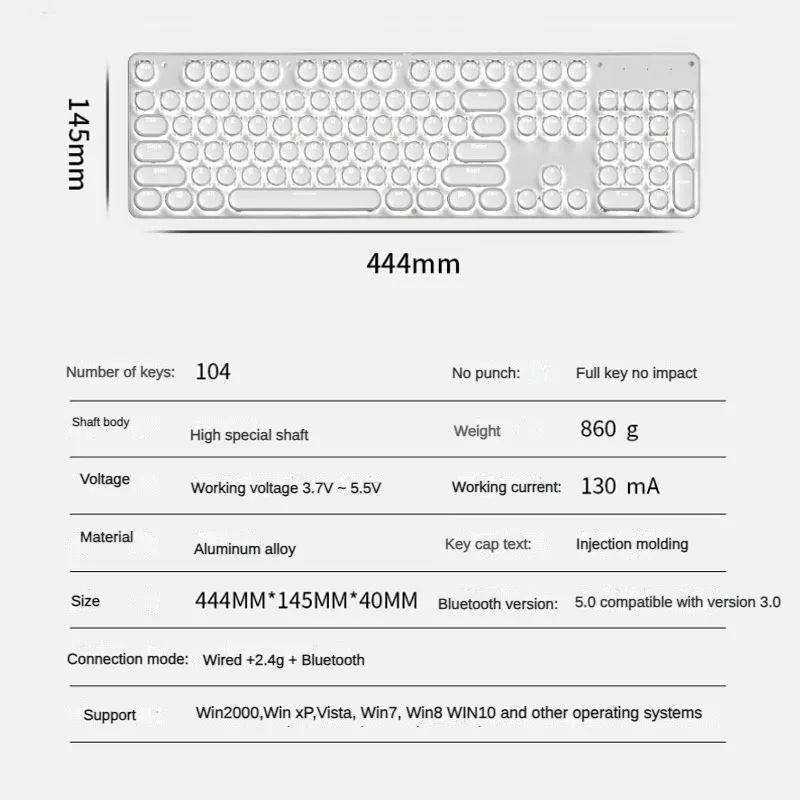 Imagem -06 - Teclado Mecânico sem Fio e Mouse 3-mode Rgb Ergonômico Bateria de Longa Duração pc E-sports Jogos Vitória Eweadn-tk950