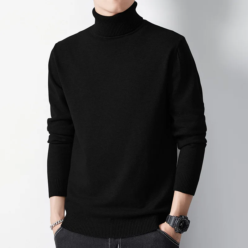 Autumn Winter Turtleneck Sweaters Men Fashion Slim Fit Knitted Pullovers Mens Solid Color Casual Sweaters Male Warm Knitwear