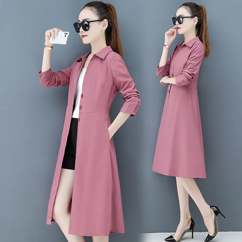 

Female Thin Trench Coat Dress Women's Mid-Length 2023 Temperament Waist Spring Autumn New Style