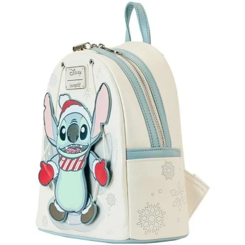 Disney-Mini mochila con purpurina para mujer, Loungefly, Stitch, Snow Angel, vacaciones