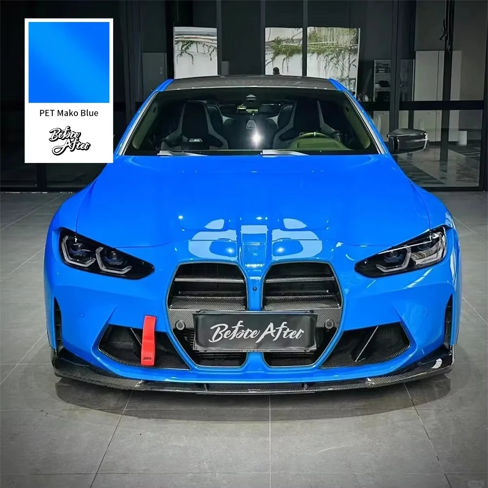 

Антицарапинная суперглянцевая ПЭТ-пленка для оклейки автомобилей, глянцевая ПЭТ-пленка Mako Blue для кузова автомобиля, защитная пленка для авто