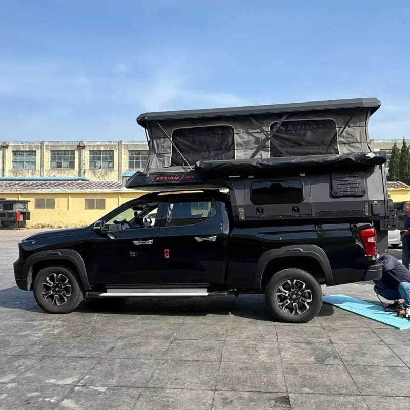 solar ready truck camper Pop Up Truck Camper Tent Cabin for Pickup Trucks, Customizable Camping Module with Bed Area Solar Power