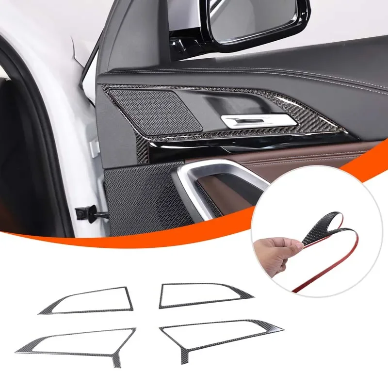 

For BMW iX1 X1 X2 U10 U11 F39 2023 + Car door inner handle decorative frame sticker Soft carbon fiber Auto Accessories 4 Pcs