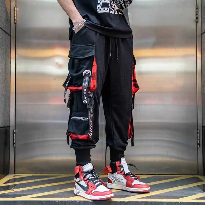 Fashion Men Cargo Pants y2k Techwear Streetwear Harajuku High street Hip Hop Jogging Male Trousers Sports Patchwork Clothing