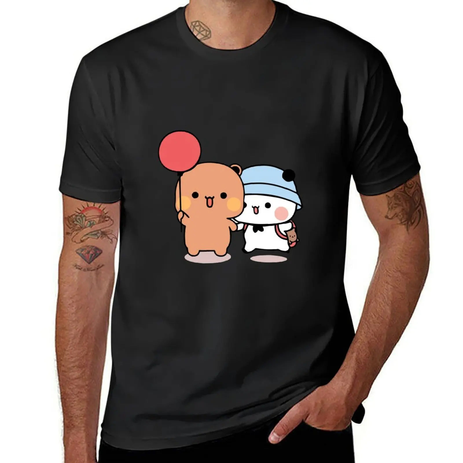 

Bear and Panda Bubu Dudu Balloon T-Shirt customizeds customs design your own sports fans funnys fruit of the loom mens t shirts