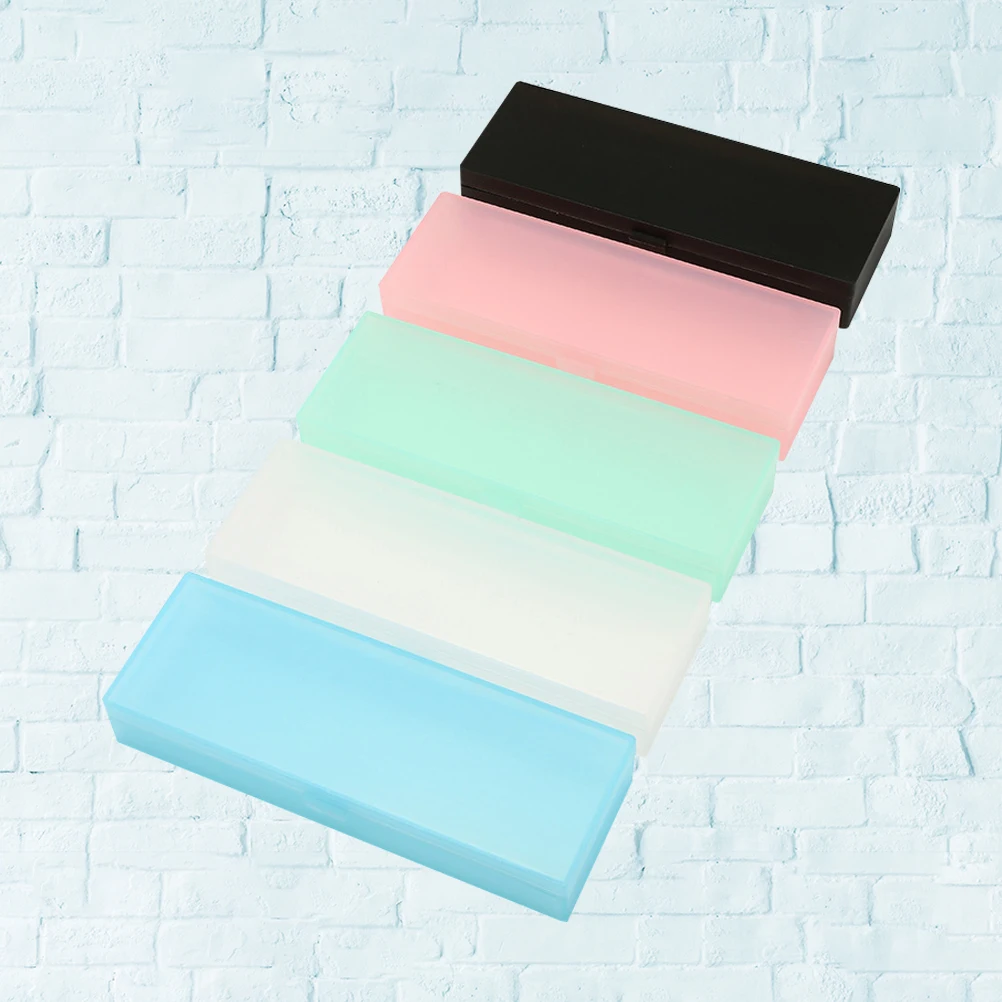 

5Pcs Translucent Frosted Pencil Case Plastic Pencil Case Plastic Stationery Box Translucent Frosted Pencil Case ( Color)