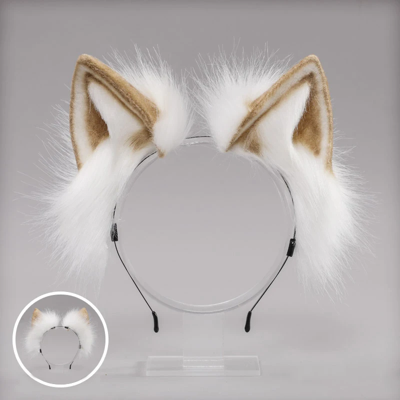 Lolita Headpiece Kawaii Cosplay Headwear White Cat Ears Purple JK Costume Accessories Girl Cute Animal Headband Anime Party Prop
