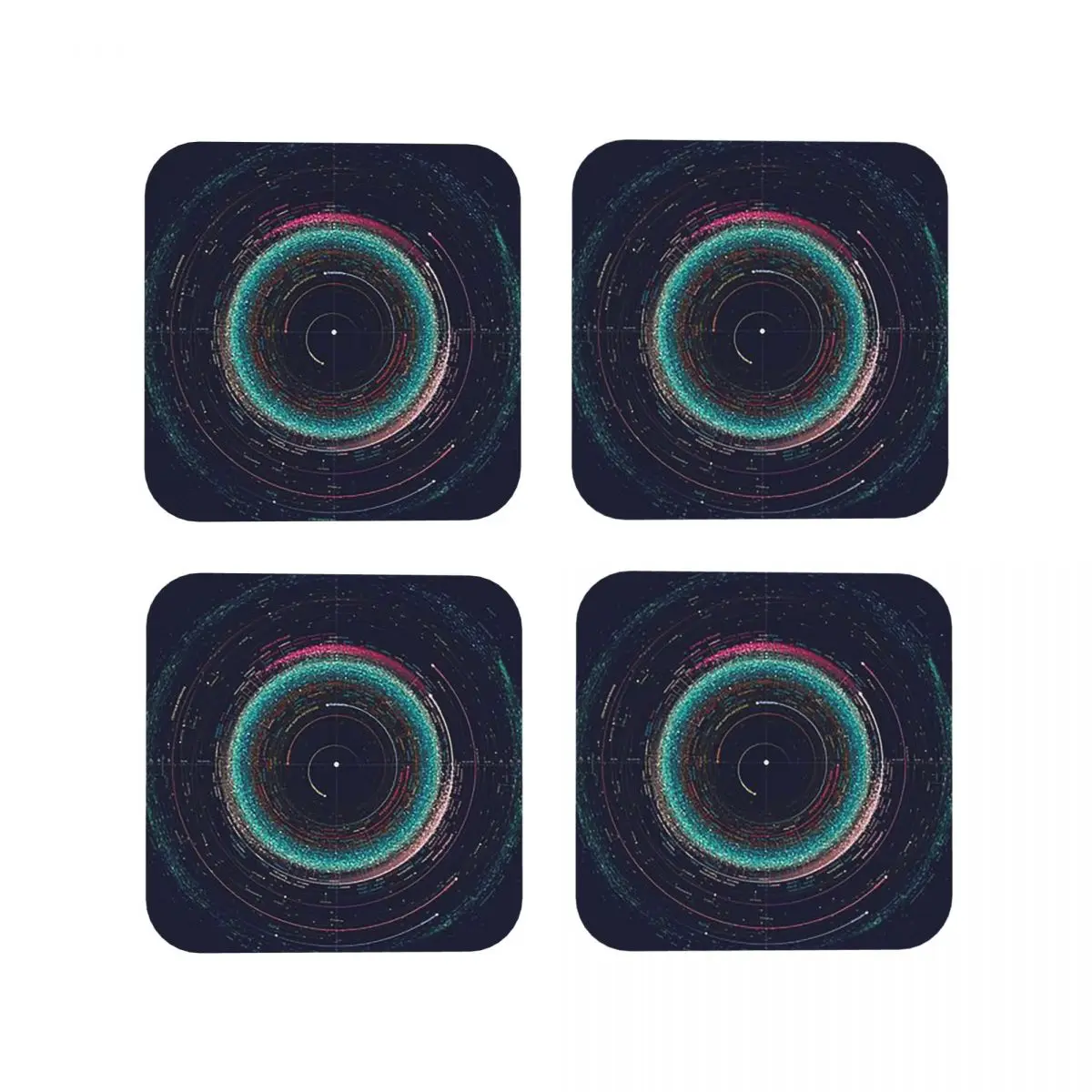 Asteroid Map Of The Solar System Coasters Kitchen Placemats Insulation Cup Coffee Mats For Decor Home Tableware Pads Set of 4