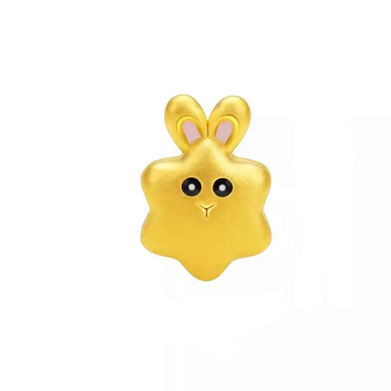 Pure 24K Yellow Gold Bracelet 3D Gold Star Bunny Bracelet For Children