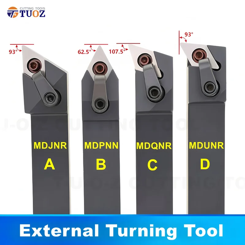 

TUOZ External Turning Tool MDJNR MDJNL MDPNN MDQNR MDQNL MDUNR MDUNL 2020K15 2525M15 Holder For DNMG1504 Carbide Inserts