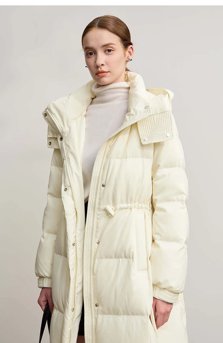 AMII Down Jacket 2025 Winter New Casual Warm Solid Color Hooded Straight Long Down Coat Zipper Long Sleeves Women's Top 12544149