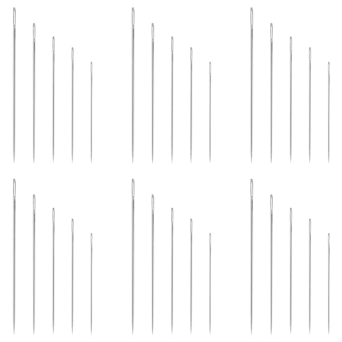 ●30Pcs Large-Eye Stitching Sharp Thick Needles, 5 Sizes Stainless Steel Sewing Needles Kit for Embroidery and Hand Sewing