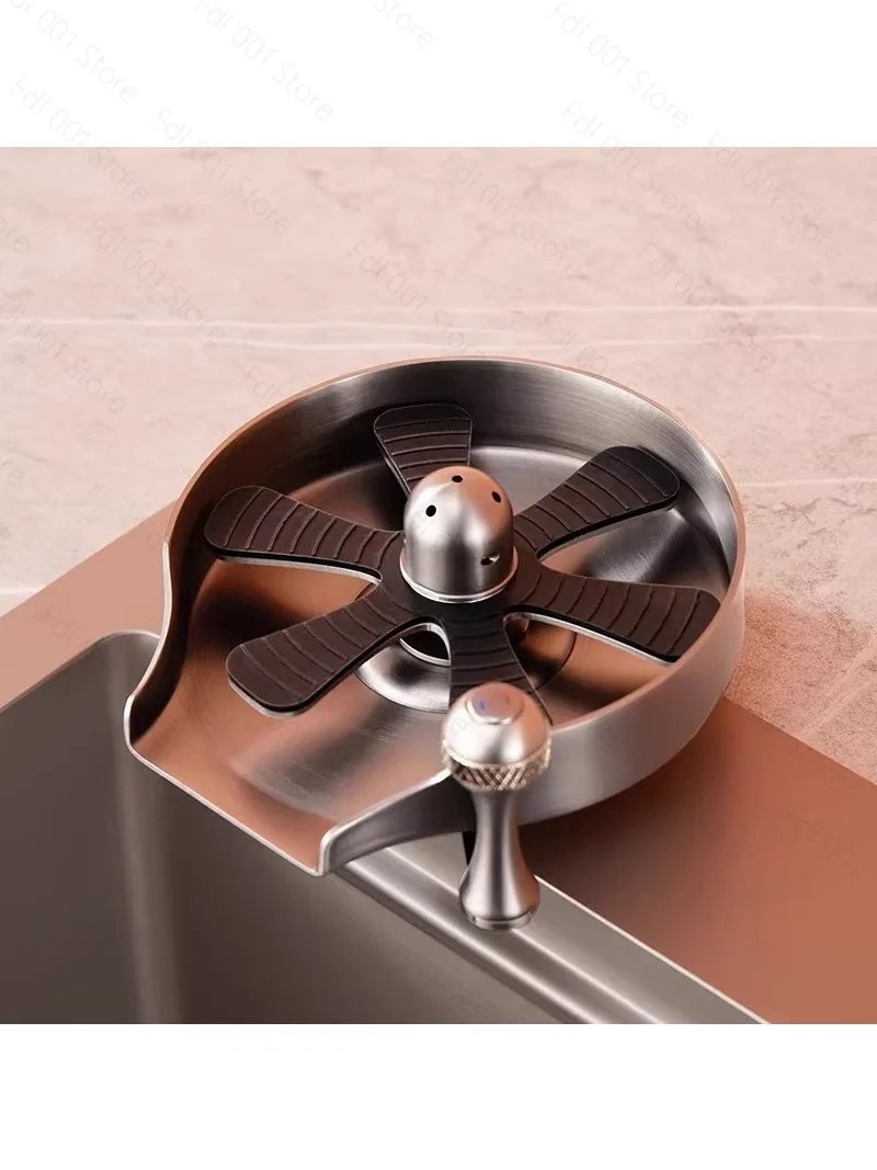 

Sink Bar Stainless Steel Hot and Cold Cup Washer High Pressure Automatic Rotary Washing Cup Artifact Coffee Milk Tea Shop