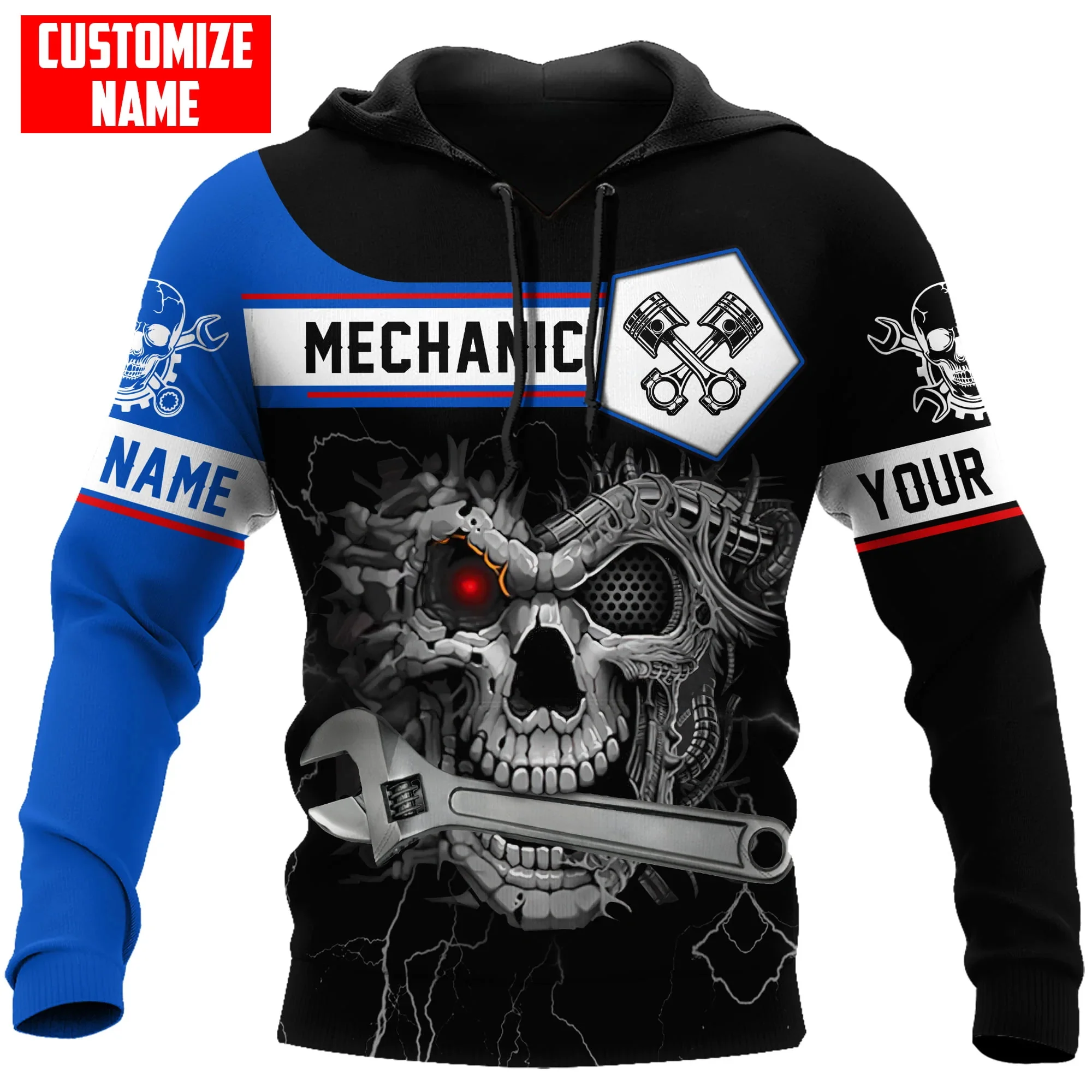 

PLstar Cosmos Mechanic Skull Customized Name Auto 3D All Over Printed Men's Hoodie & Sweatshirt Unisex Casual zip hoodies DK530