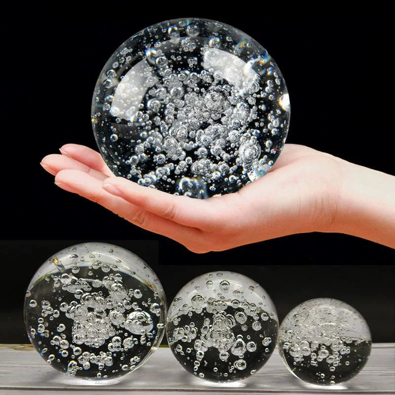 40mm-100MM Clear Bubbles Crystal Ball Feng Shui Magic Glass Ball Good Luck Globe Miniature Home Decoration Office Ornaments
