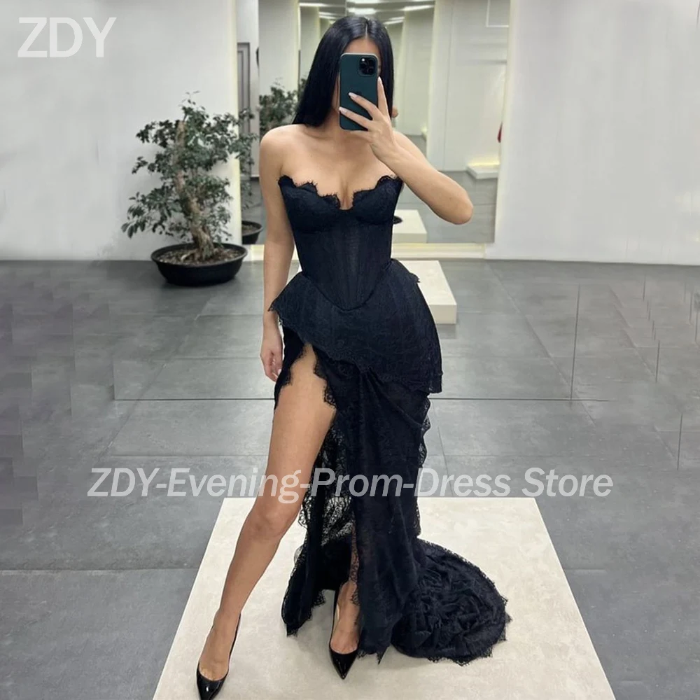 

Customized Black Long Evening Dresses for Special Occasions Sweetheart Floor-Length Asymmetrical Women Gala Party Dress 2025