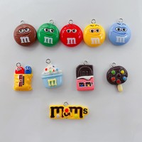 10pcs Smile Chocolate M Bean Candy Resin Charms Pendants for DIY Handmade Earring Keychain Bracelet Jewelry Accessories Making