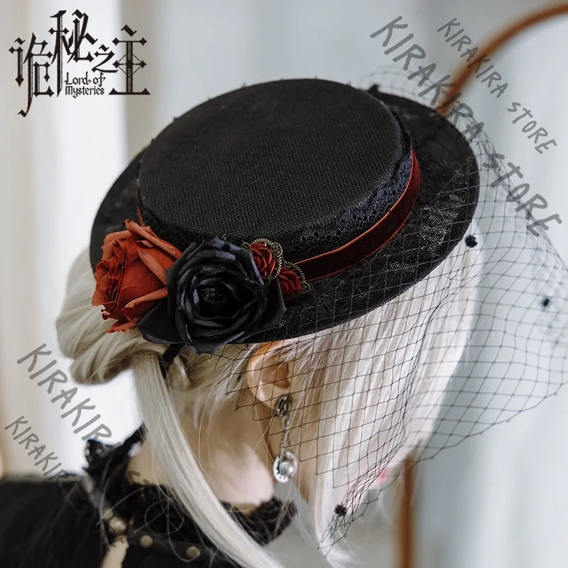 

Lord of Mysteries Gothic Flat-topped Soft Tulle Top Hat Bangs Hair Crown Cosplay Costumes Genuine Headwear Carnival Ornaments