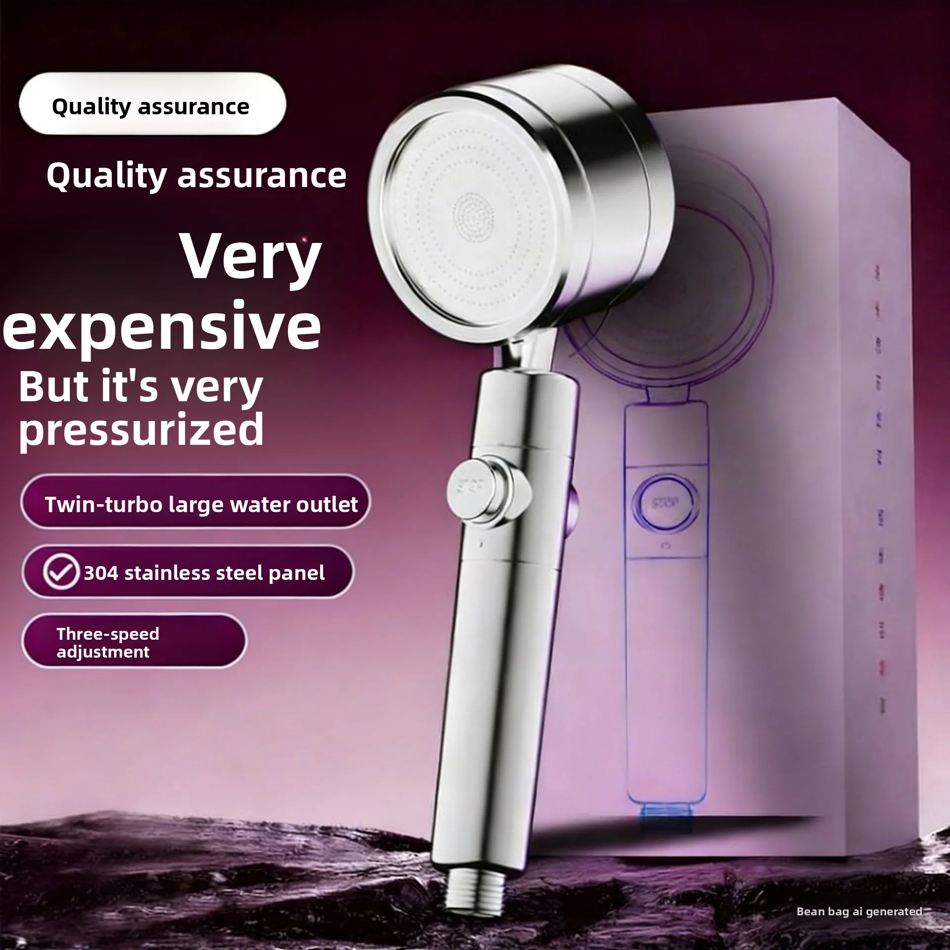 High Pressure Turbo Dual Shower Head with Water Filtration System for Bathroom Low Flow Shower Faucet Rainfall Sprayer Set