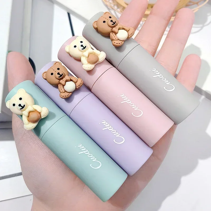 Girl\'s Velvet Matte Lipstick Blush Waterproof Long Lasting Cute Bear Lipgloss Non-Stick Cup Makeup Lip Tint Mud Cosmetic Makeup