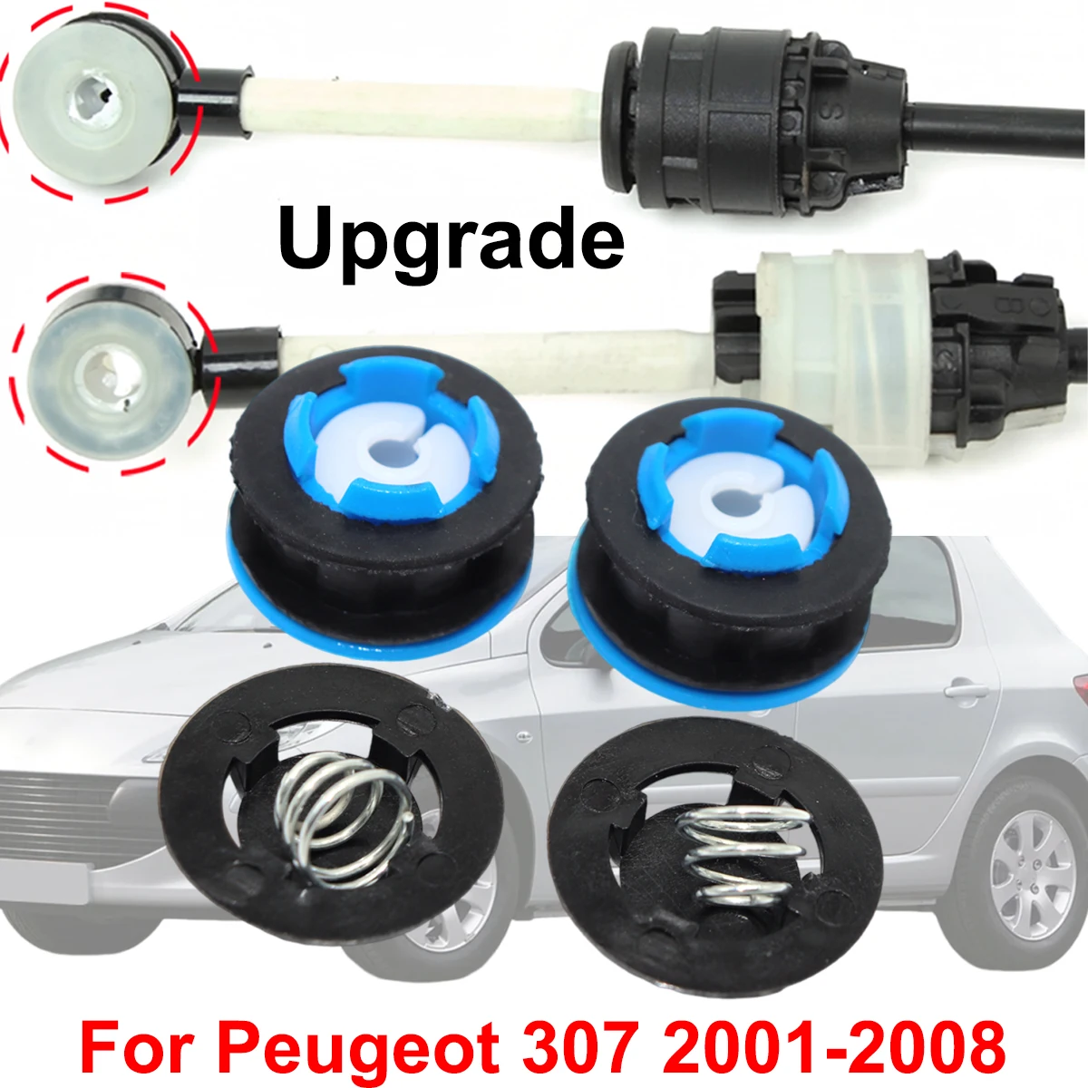 

2Pcs Upgrade MT Gear Shift Cable Linkage End Rod Bushing Gearbox Shifter lever Selector Grommet Repair For Peugeot 307 2001-2008