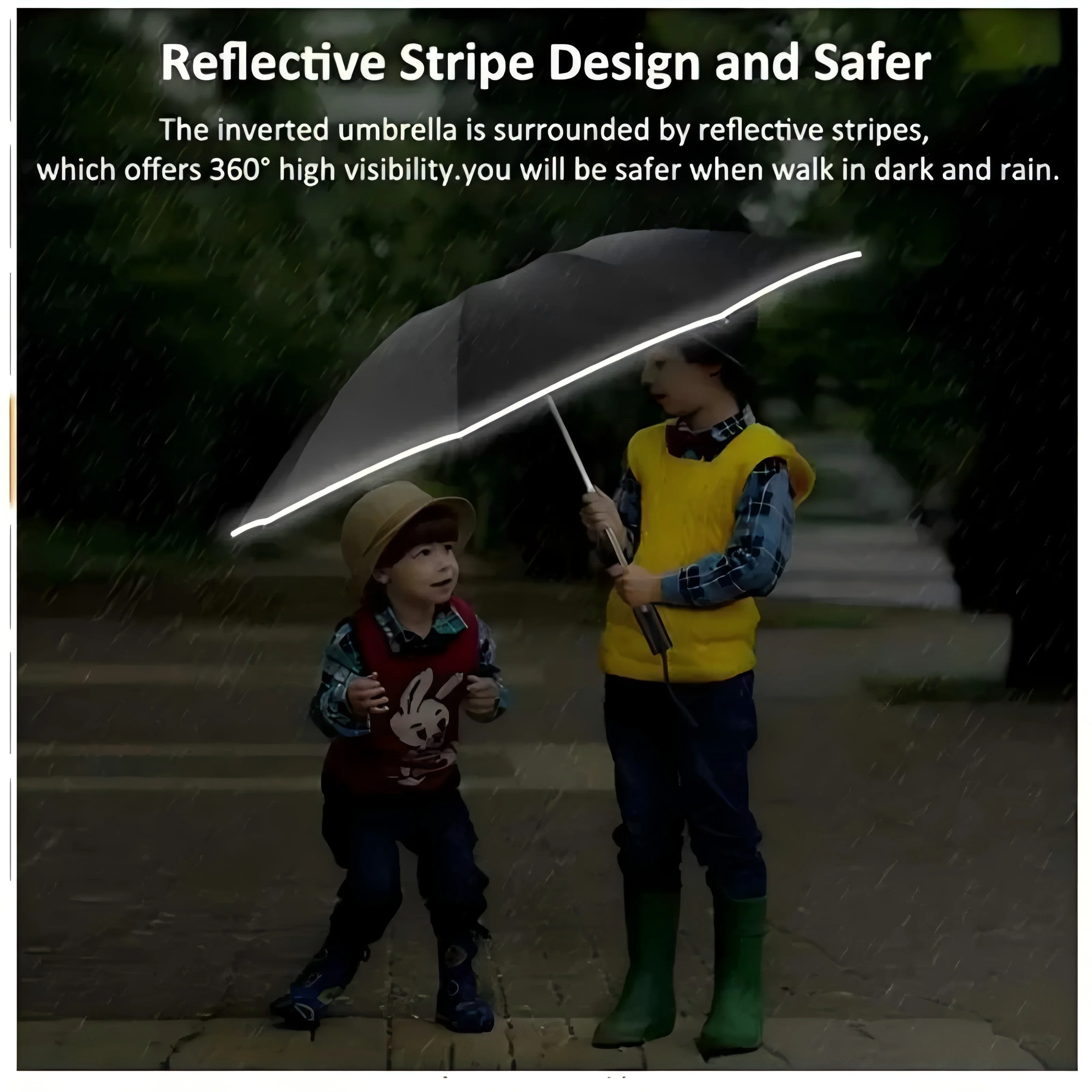 20 Bones Fully Automatic Reverse Folding Umbrella with Windproof Reflective Stripe UV Umbrellas