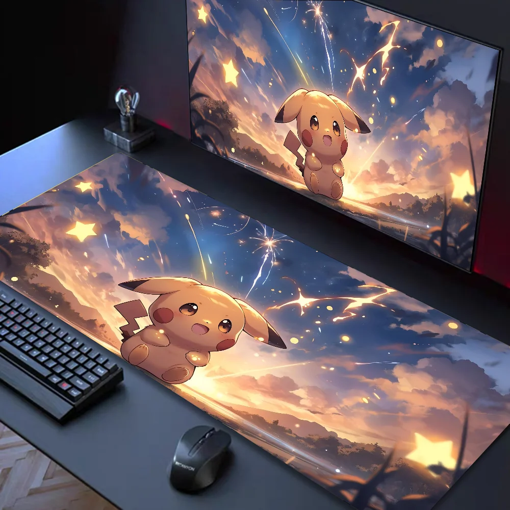 Anime P-Pikachu Mousepad Large Computer Gaming Accessories Desk Mats Anti-slip Laptop Soft Mouse Pad