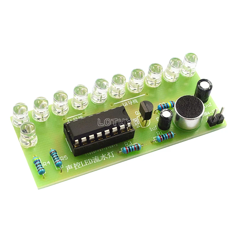 CD4017 Kit de luz LED de agua con Control de voz, luz de Color, Kit electrónico DIY, diversión de espectro, producción electrónica, entrenamiento de soldadura