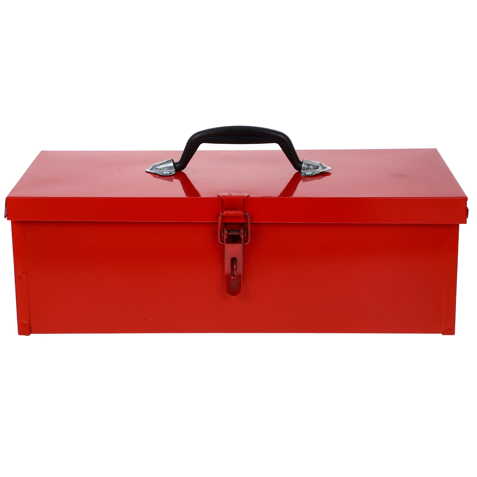 Red Metal Toolbox Small Portable Electrical Tools Storage Case Large Capacity Durable Shock Resistant Waterproof