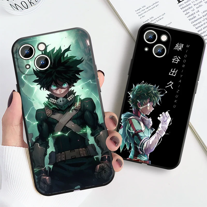 My Hero Academia Midoriya Izuku Phone Case For Apple iPhone 16 15 14 13 12 mini 11 XS XR X 8 7 Pro Max Plus Black Cover Silicone