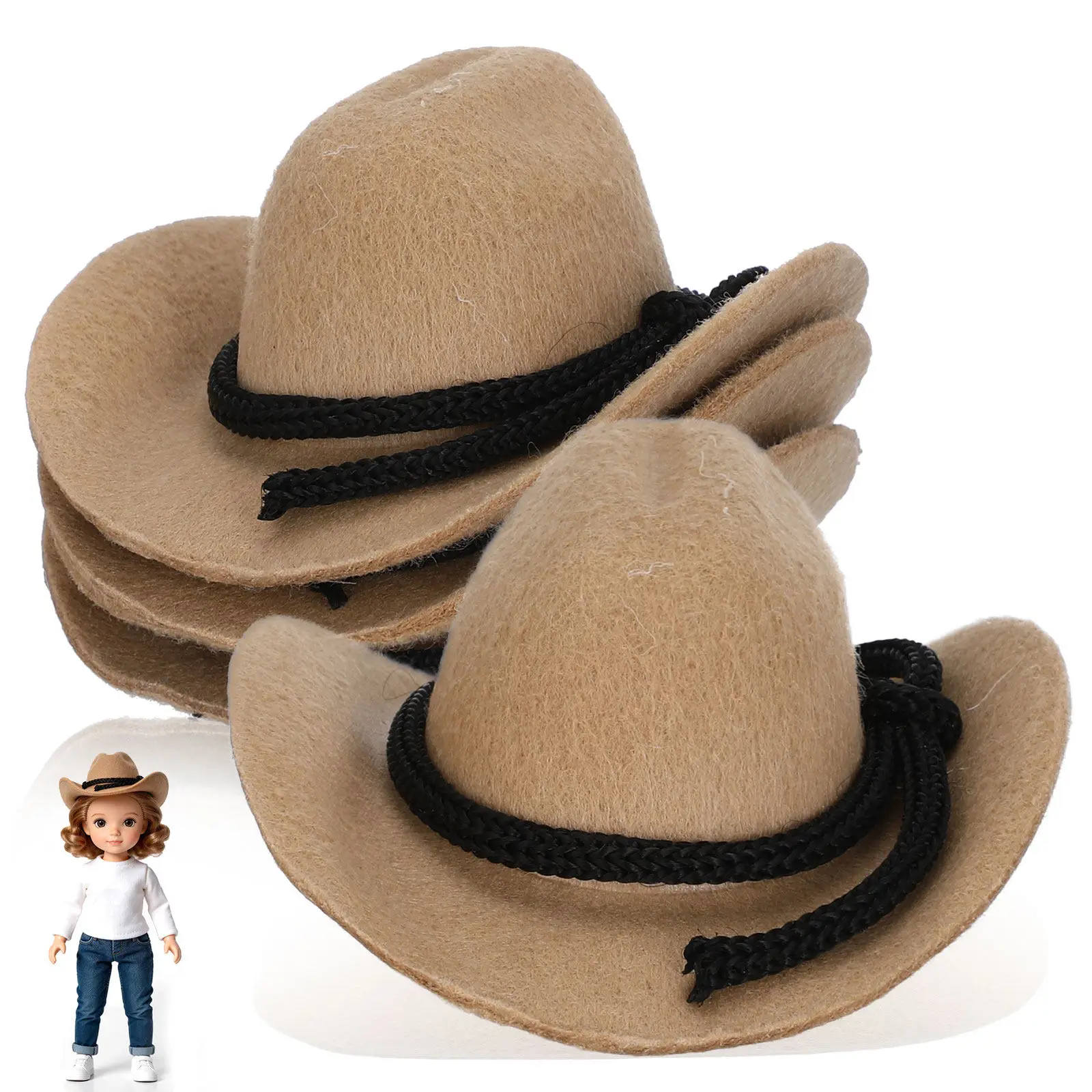 

4Pcs Mini Cowboy Hats 8Cm Tiny Western Style Cowgirl Accessories Party Decoration Miniature Western Hats for Crafts