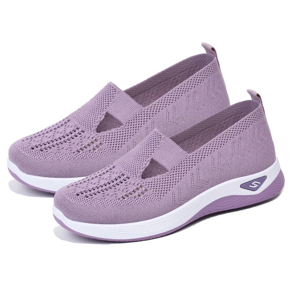 2024 Summer Comfort Casual Women's Shoes Versatile Lightweight Anti Slip Flat Shoes Soft Sole Breathable Hollow Out Woven Shoes