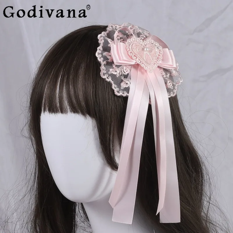 

Lace Bowknot Small Hat Accessories Women's Original Lolita Pink Lolita Cute Headwear Female Sweet Lolita Style Hair Accessory