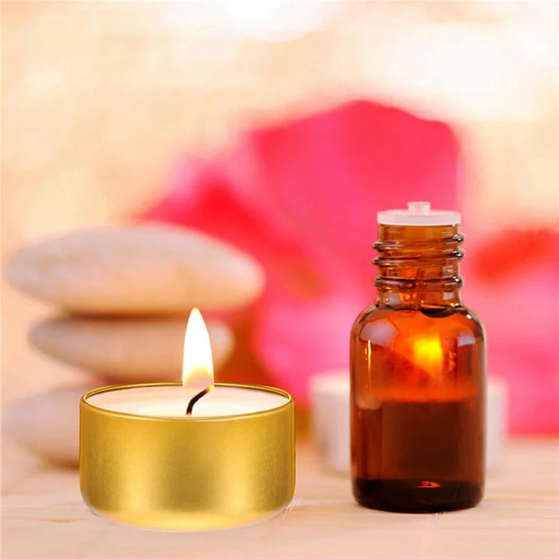 AS60-48 Pcs Candle Jar Decorative Labels Empty Storage Tins Candle Tin Can Candlestick Holders Round Tin Containers, B