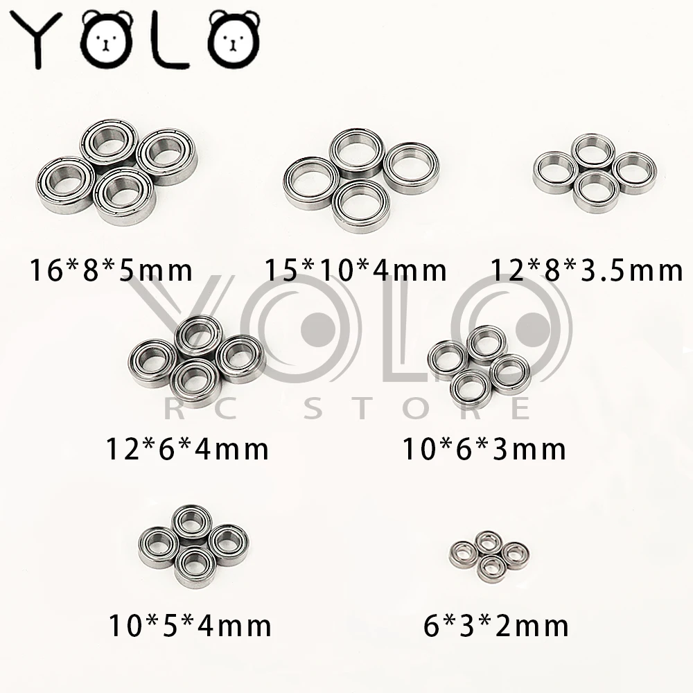 4pcs/lot RC Car Chrome Steel Sealed Bearing Kit 6x3x2 3x6x2 10x5x4 5x10x4 10x6x3 6x10x3 12x6x4 12x8x3.5 15x10x4 16x8x5 8x16x5 mm