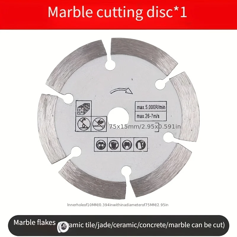 7Pcs Procut3-Inch Circular Saw Blade Set with 75mm Grinding Disc - Durable Steel Structure, Including Chain Saw Disc Blades, Me